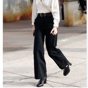 Club Monaco • Wide Leg Wool Trouser Pants in Black